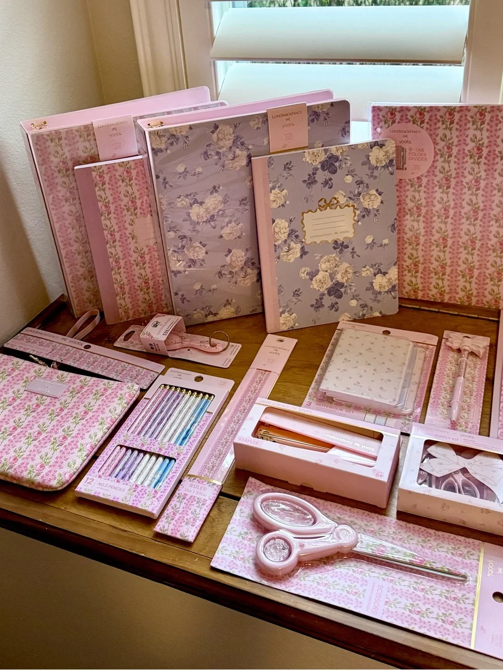 LoveShackFancy Floral 24-Piece Notebook Binder & Stationery School Office Bundle